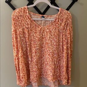 Old Navy Orange Floral Blouse